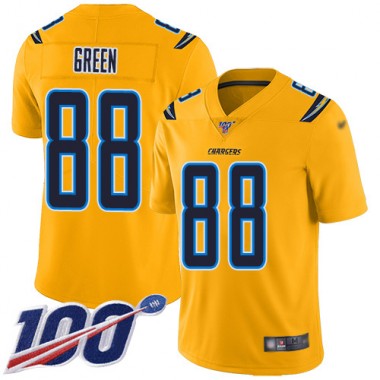 Los Angeles Chargers NFL Football Virgil Green Gold Jersey Men Limited  #88 100th Season Inverted Legend